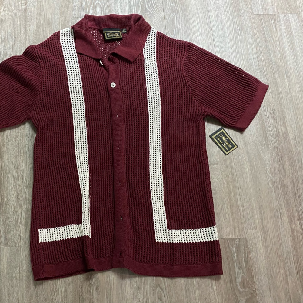 Massive Luxury Grandpa Net Cabana Rockabilly Cotton Resortwear Preppy Shirt XL